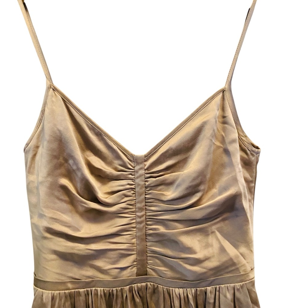 Banana Republic Silver Taupe Shirred 100% Silk Dress 0 - Picture 6 of 9